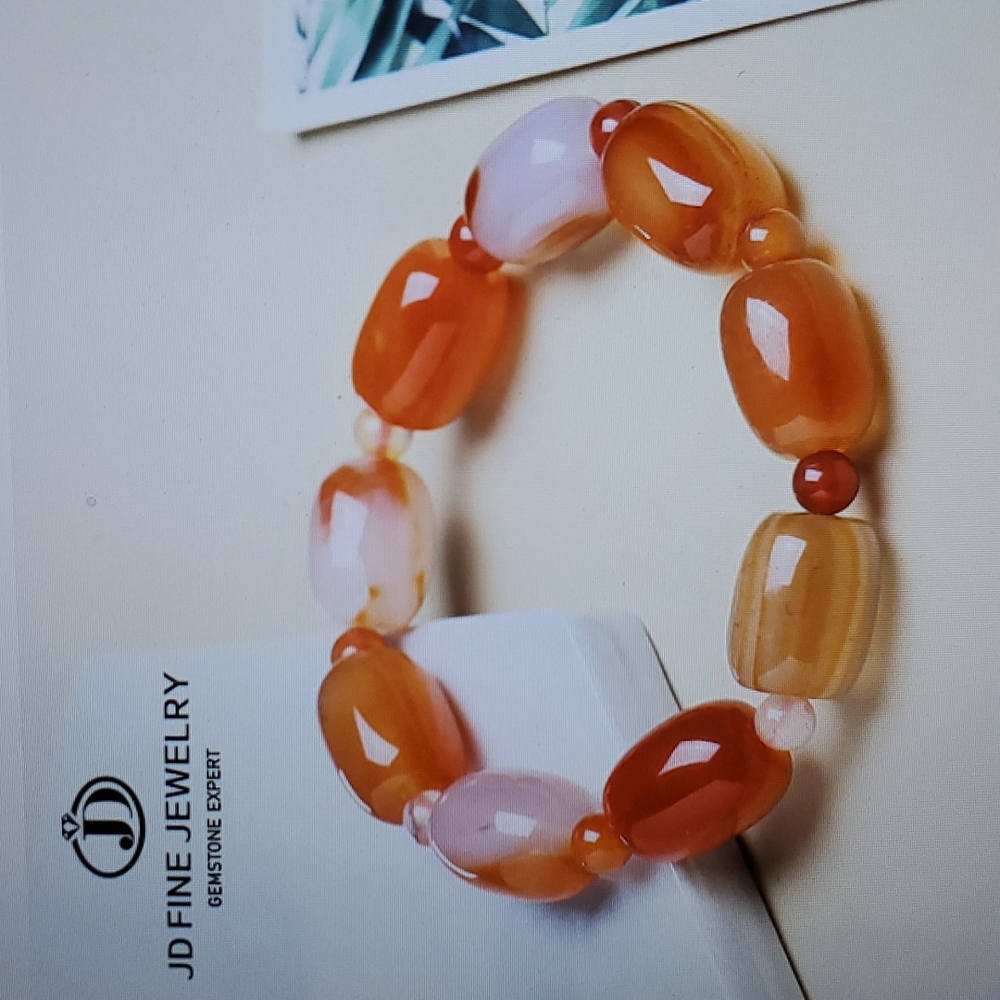 Agates 100% Natural Stone Colorful Red Bracelet